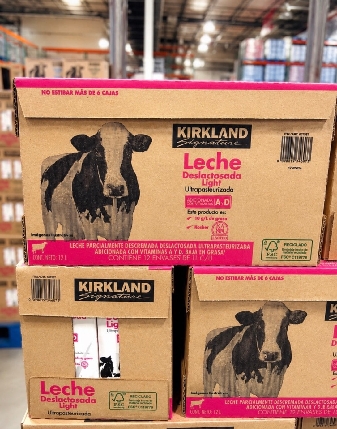 🥛 Leche Deslactosada Light Kirkland Signature – 12 piezas de 1 L
