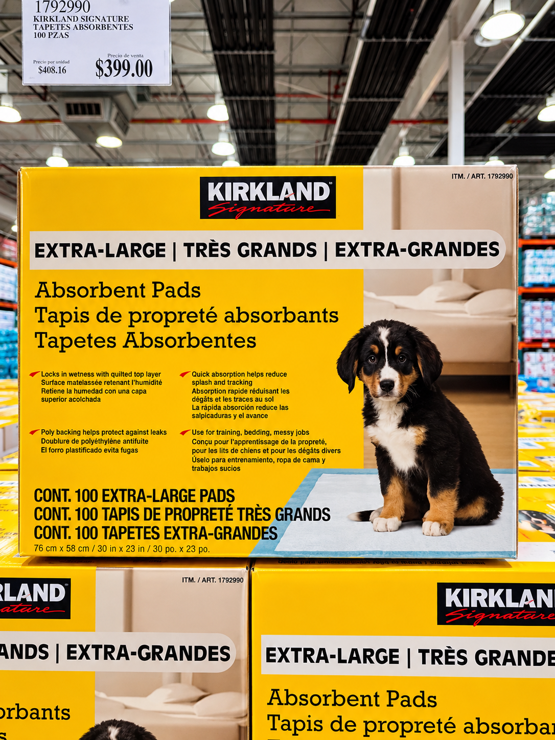 Kirkland Signature Tapetes Absorbentes Extra Grandes 100 piezas