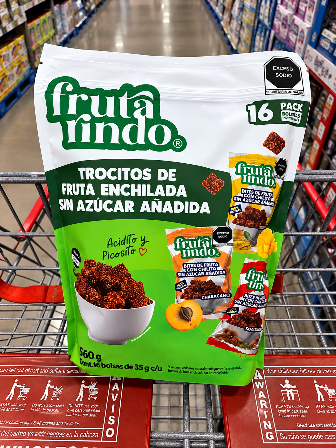 🍓 Fruta Lindo Bites de Fruta Enchilada sin Azúcar Añadida 16 Bolsitas
