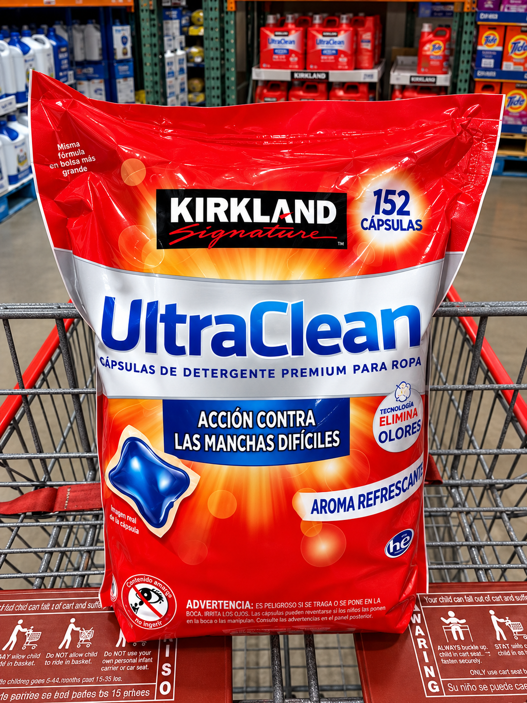 🧺 Kirkland Signature UltraClean Detergente en Cápsulas 152 piezas