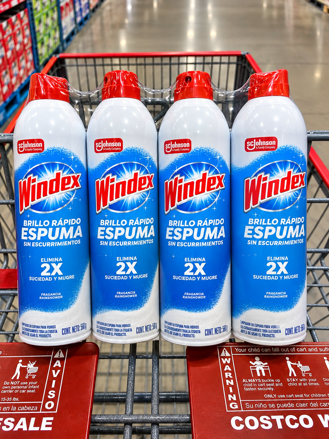 ✨ Windex Limpiador en Espuma Brillo Rápido 4 piezas de 538 g