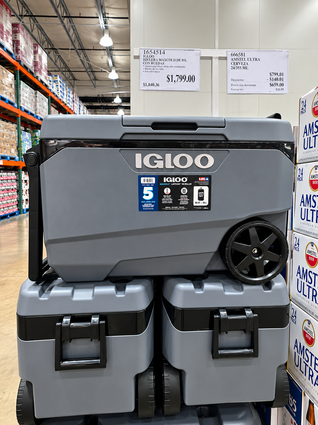 🧊 Igloo MaxCold Hielera con Ruedas 85 L