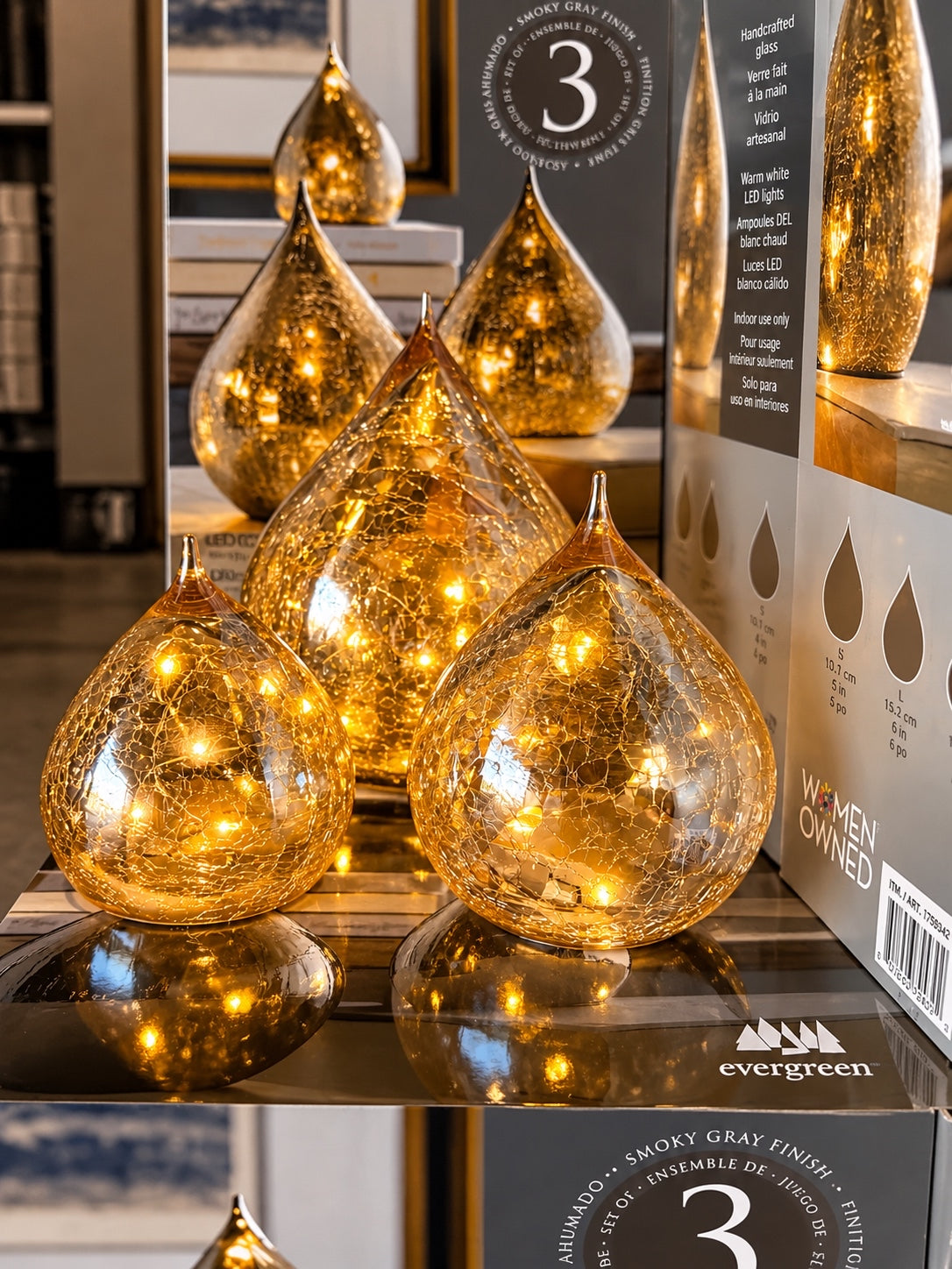 ✨ Evergreen Lámparas Decorativas LED de Cristal 3 piezas