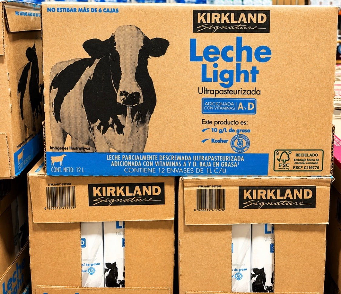 🥛 Leche Light Kirkland Signature – 12 × 1 L