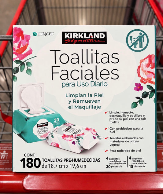 🌸 Toallitas Faciales Prehumedecidas Kirkland Signature – 180 piezas