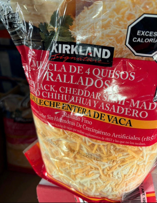 🧀 Mezcla de 4 Quesos Rallados Kirkland Signature – 2.26 kg