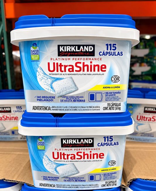 🫧 Kirkland Signature UltraShine Detergente para Lavavajillas – 115 Cápsulas