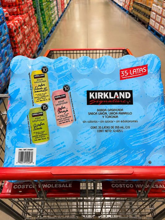 💧 Kirkland Signature Agua Gasificada con Sabores – 35 latas de 355 ml