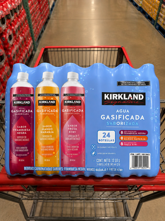 💦 Kirkland Signature Agua Gasificada Saborizada – 24 botellas de 503 ml