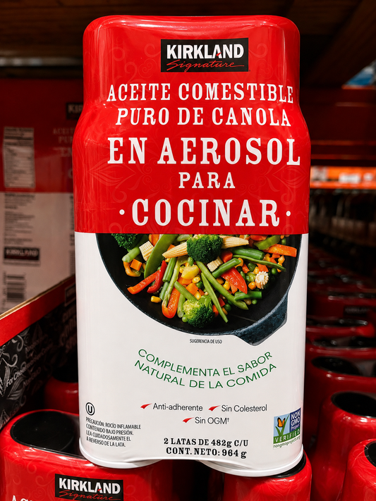 🧴 Aceite de Canola en Aerosol Kirkland Signature – 2 piezas