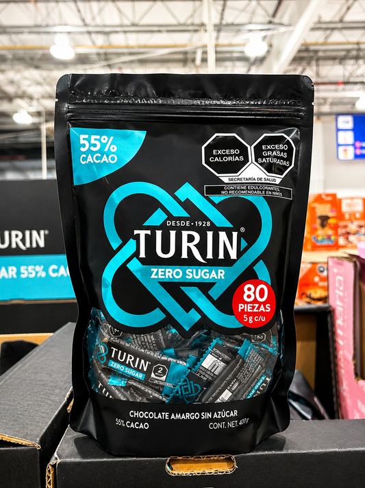 🍫 Chocolate Amargo Turin Zero Sugar 55% Cacao 80 piezas