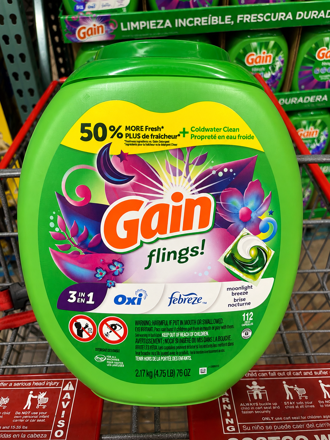 🫧 Gain Flings Detergente en Cápsulas 3 en 1  112 piezas