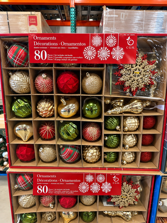 🎄CGH Ornamentos Navideños Resistentes Juego de 80 piezas