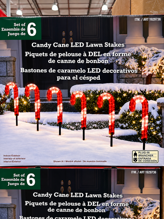 🍭 Bastones de Caramelo con Luces LED para Exterior Juego de 6