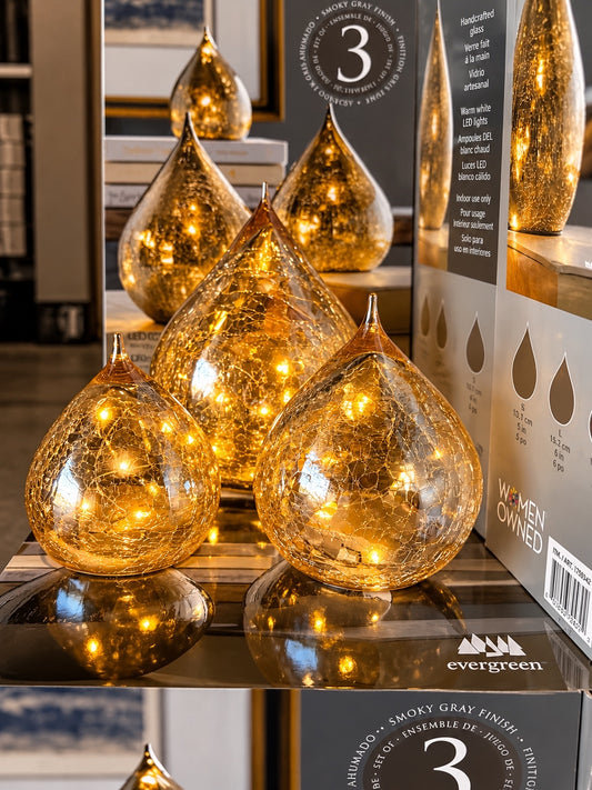 ✨ Evergreen Lámparas Decorativas LED de Cristal 3 piezas